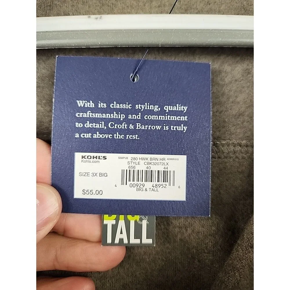 Croft & Barrow Arctic Fleece‎ Jacket Mens Size 3XB Brown Full Zip Chest Pocket - Picture 4 of 12